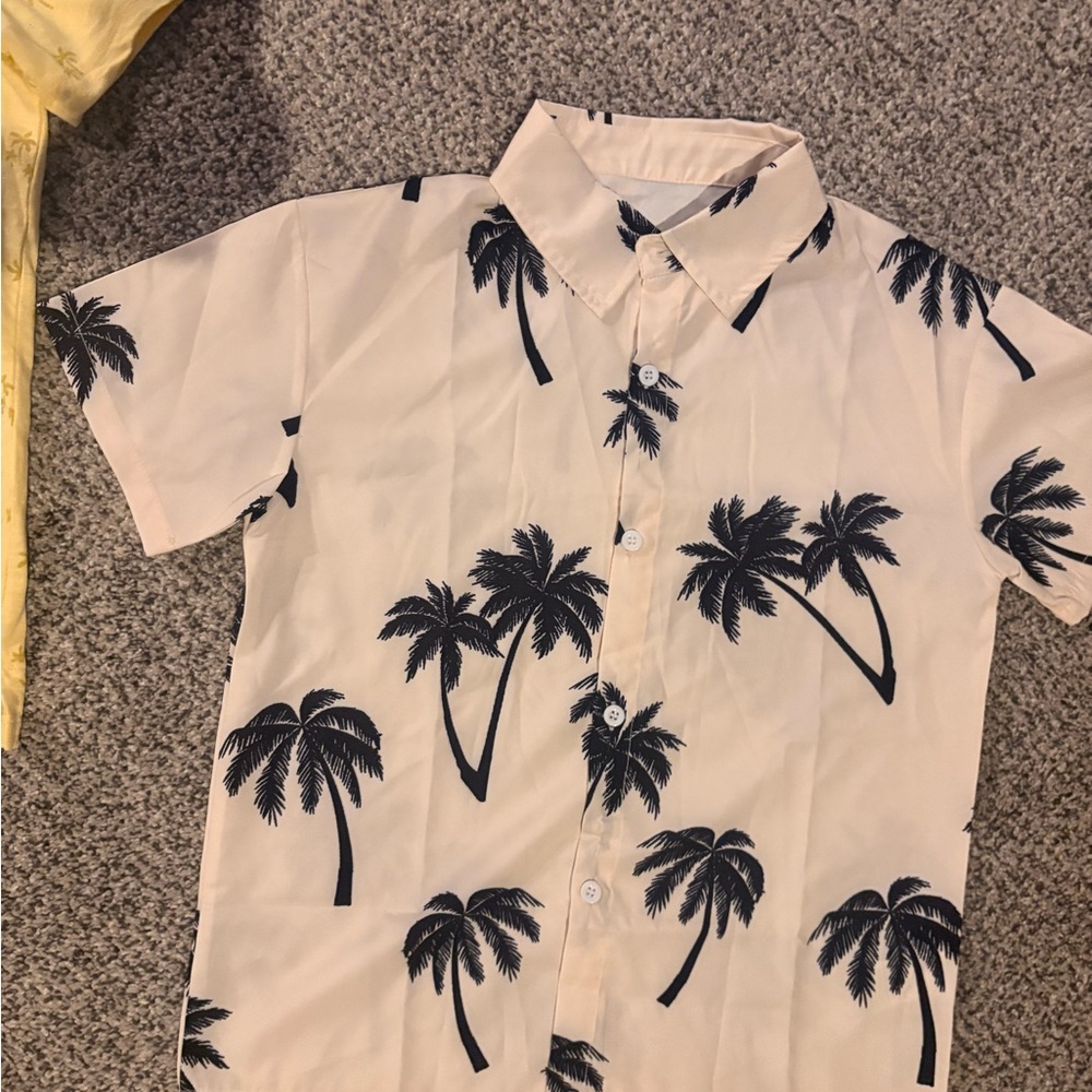 Yellow Palm Print Kids Shirt - Picture 3 of 4